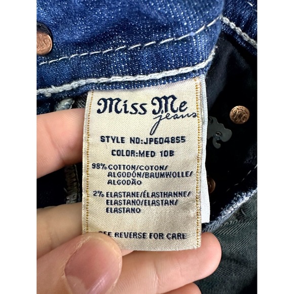 Miss Me Jeans 26 Blue Skinny Fluer De Lis Rhinestone Embroidered Bling Y2K Denim - Picture 8 of 8